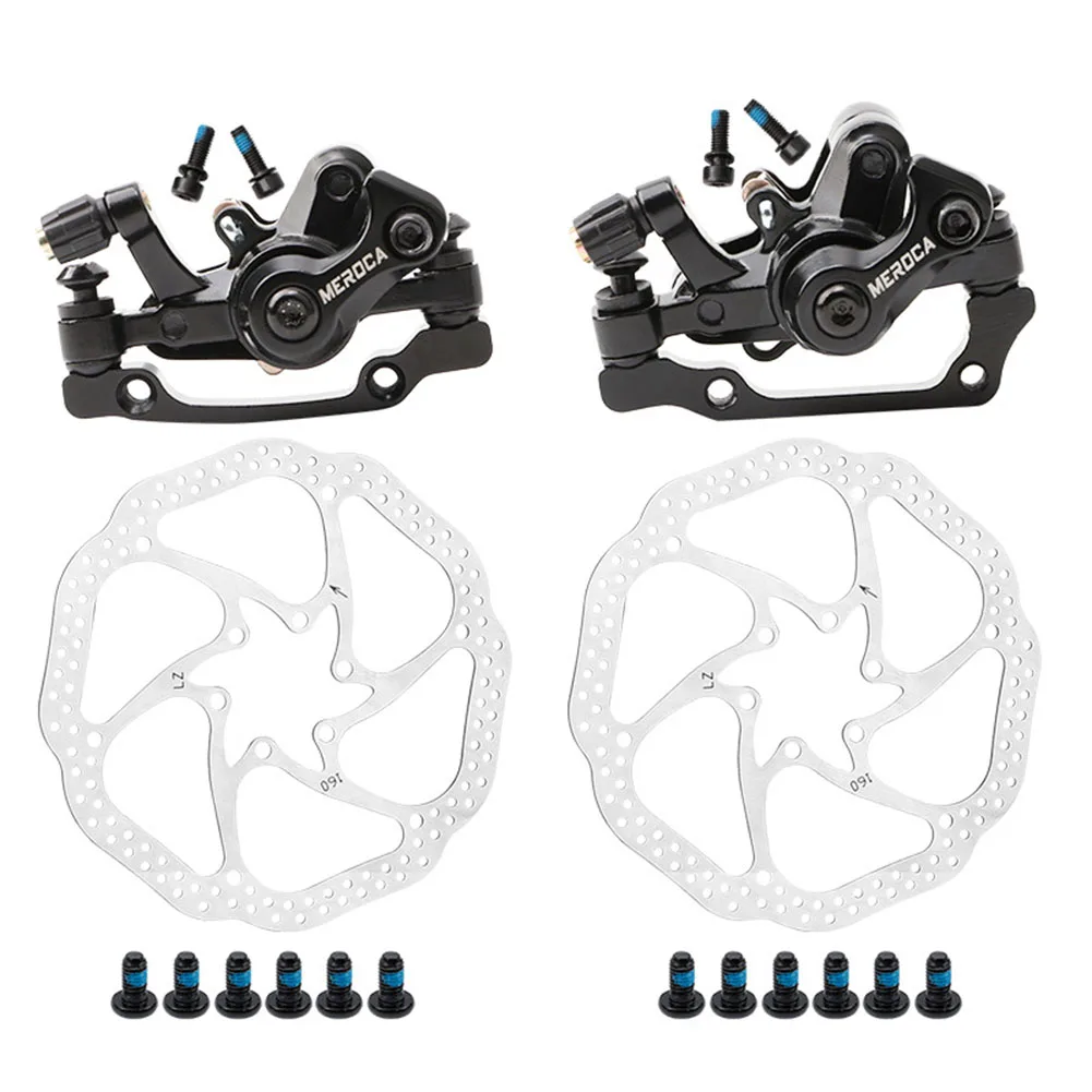 MTB Bicycle Disc Brake Caliper 160mm Front/Rear Line Pulling Disc Brake Aluminum Alloy Mechanical Brakes Calipers Cycling Parts