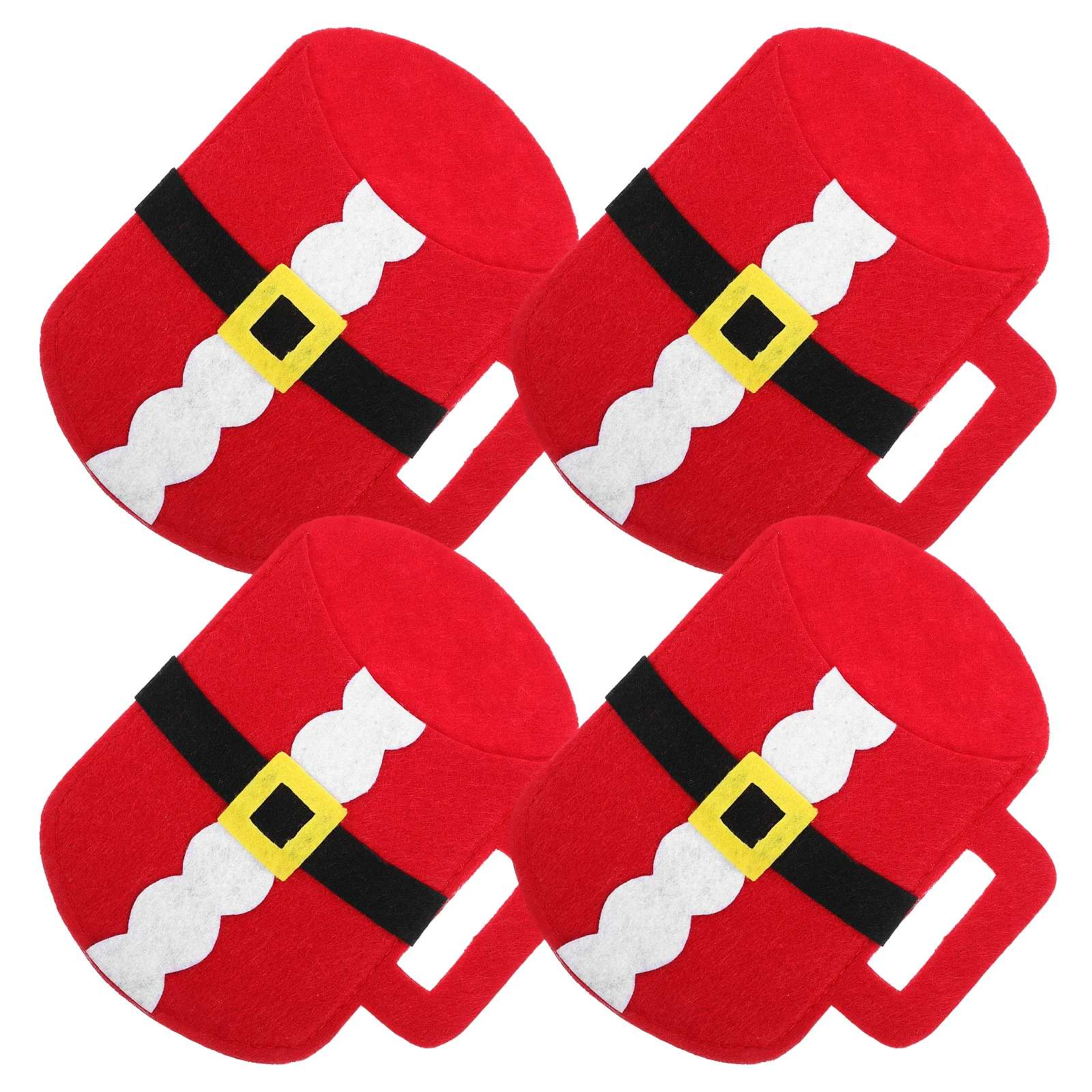 

4pcs Cutlery Bag Adorable Water Cup Shape Non-woven Fabric Pouch for Christmas Party Tableware Storage Travel Festival