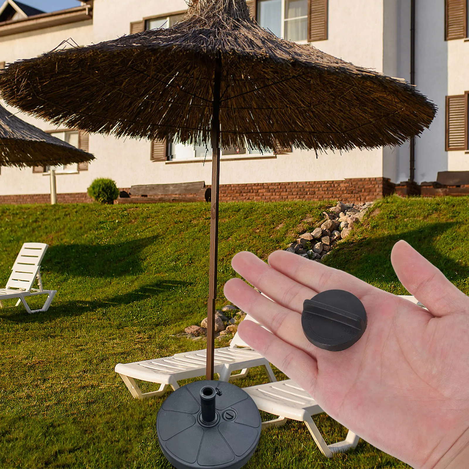 

2pcs Drainage Hole Cover Umbrella Base Plug Parasol Protector Waterproof Pvc Lid Outdoor Patio Canopy Stand Cap Black