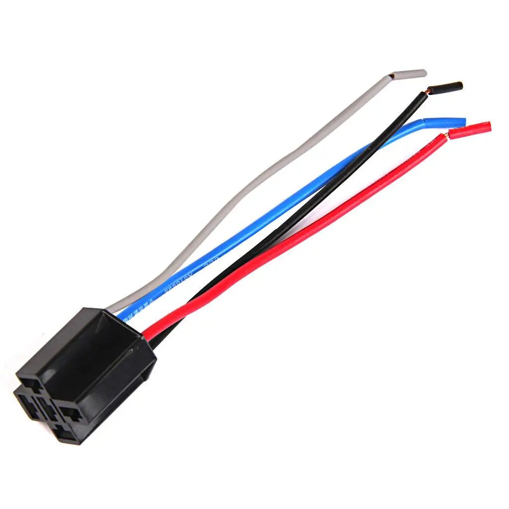 12V DC 4 Prong Relay 30A Normally Open Contacts with 4 Wire Socket Fused Car Relay Metal Mount for Vehicle Use
