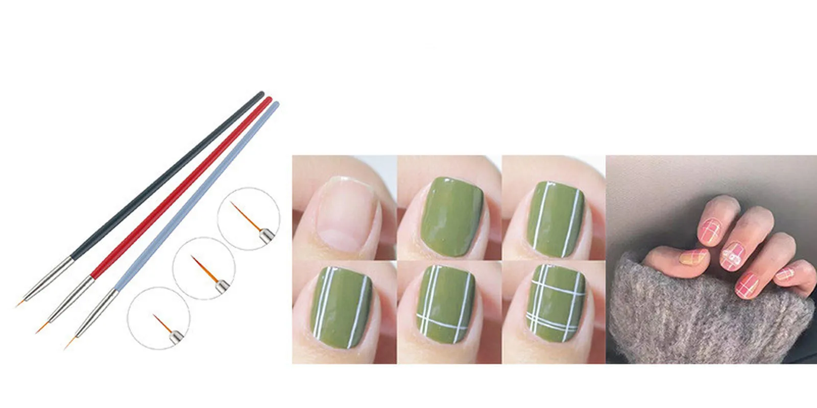 2022 Nieuwe Pailletten Nail Art Acryl Franse Schilderen Borstel Bloem Ontwerp Strepen Lijnen Liner Diy Tekening Pen Manicure Tool