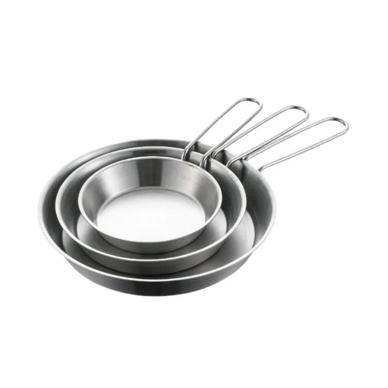 

Multifunctional Stainless Steel Skillets with Folding Handle Kitchen Cookware