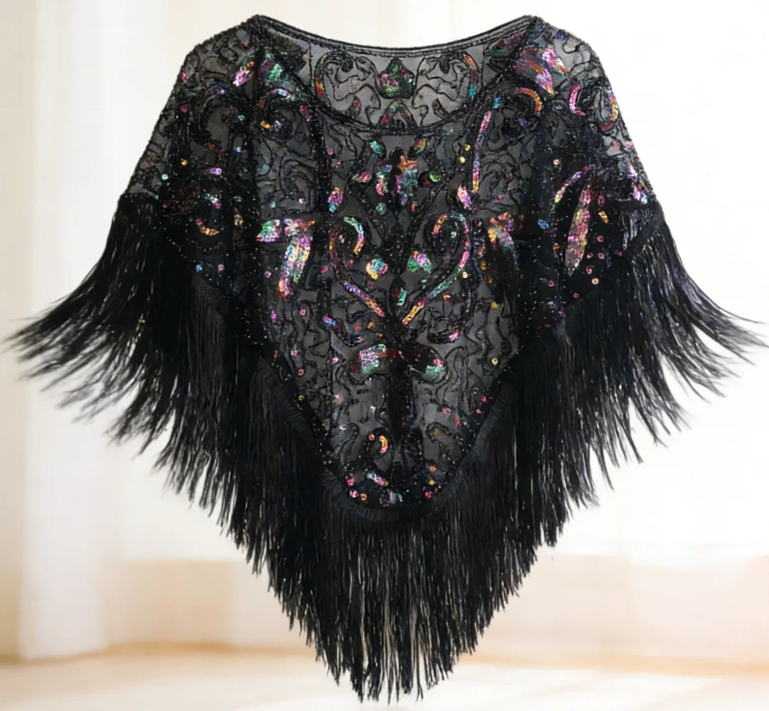 

Women's 1920s Vintage Shawl - European and American Style Sparkly Capelet for Banquets & Party Evening Dresses