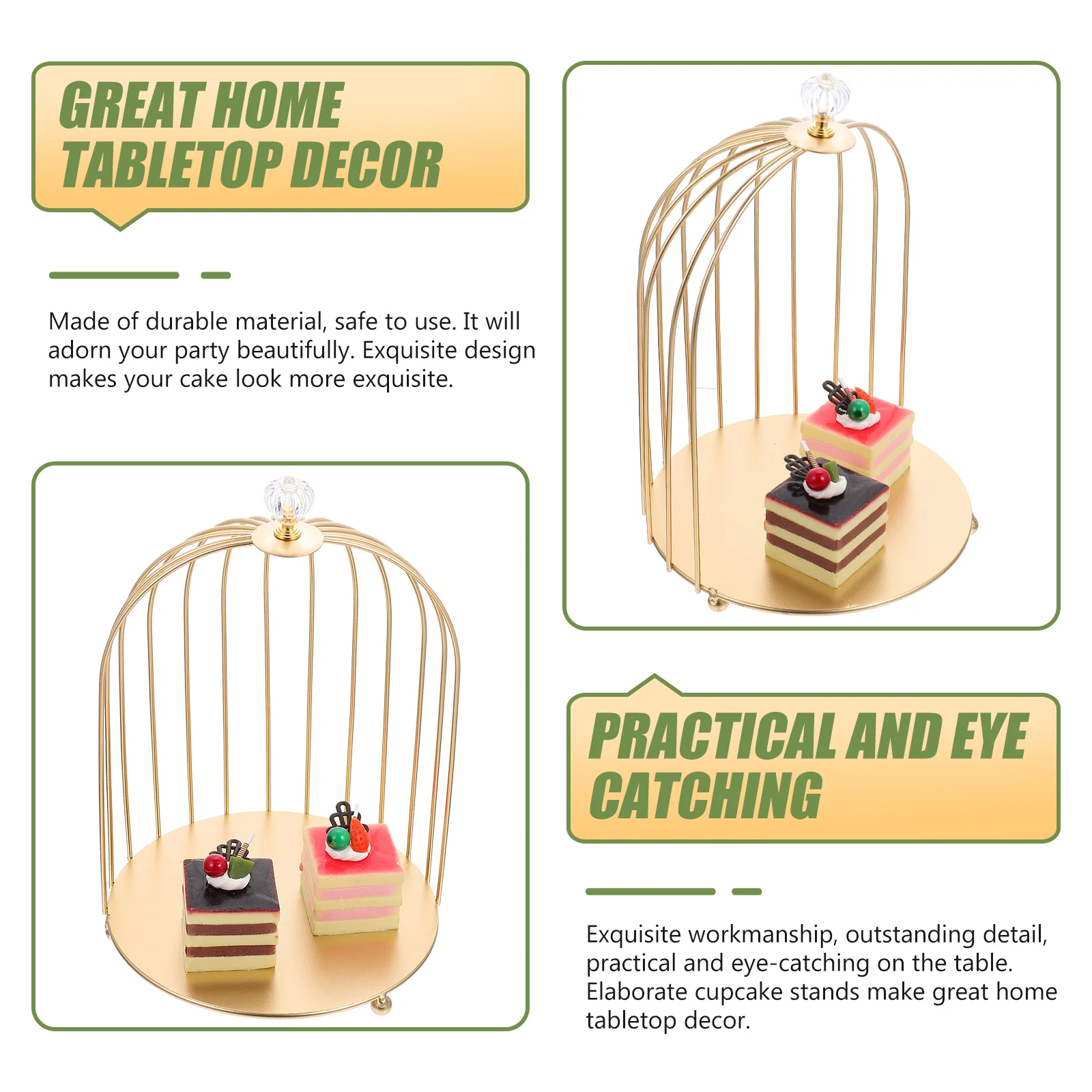Golden Bird Cage Cake Stand Decorative Multi-Function Dessert Display Rack Makeup Organizer Holder Wedding Party