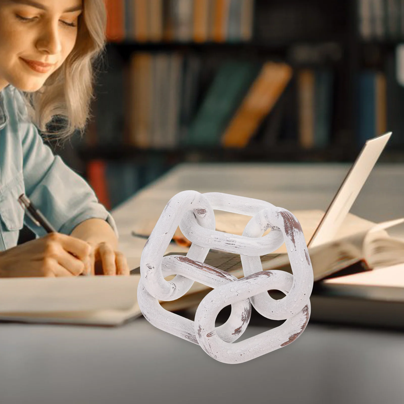 素朴な木製チェーンリンク装飾-クラシックな手作り木製リンクチェーン彫刻-ホームオフィスコーヒーテーブルデコレーション