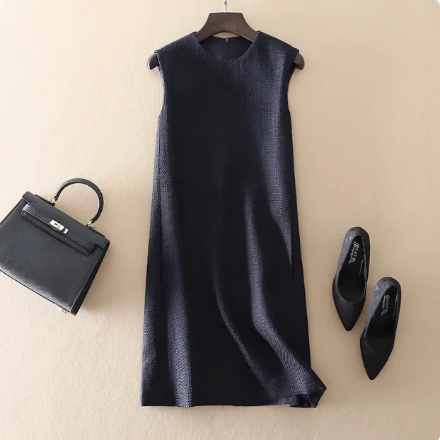 Camada de base de lã solta feminina Dr Svel A-Line Midi Saia redonda Ne Pure Color Commute Sle Primavera Verão Dr