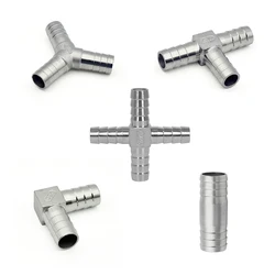 6 8 10 12 14 15 16 19 20 25mm Hose Barb 304 Stainless Steel T L Y Type Cross Three Way Pipe Fitting Connector Water Gas Fuel