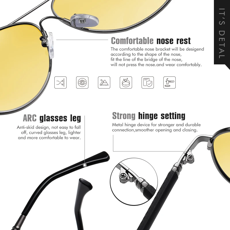 Picture 6: CoolPandas Aviation Sunglasses Men Polarized Photochromic Glasses Women Night Vision Driving Goggle High Quality zonnebril heren