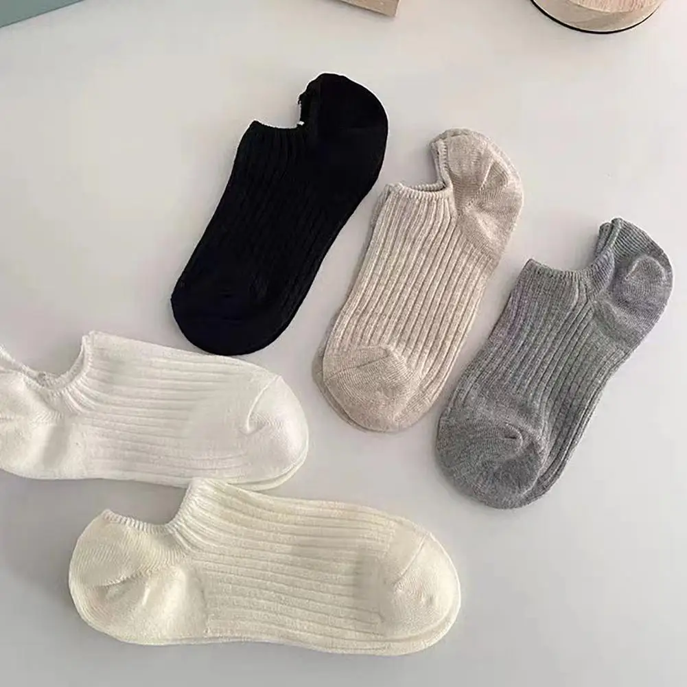 10 Pairs Thin Summer Socks Low-cut Invisible Socks Anti-slip Silicone Solid Color High Elasticity No Odor Daily Wear Outdoors Of