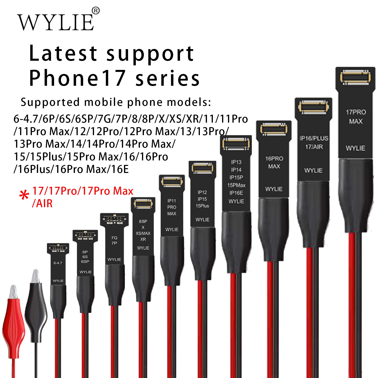 

WYLIE WL-647L iBoot Power Cable for IPhone 6-17PM Repairs Battery-Free Power-On Testing No Battery Needed Testing Cord Set Tools