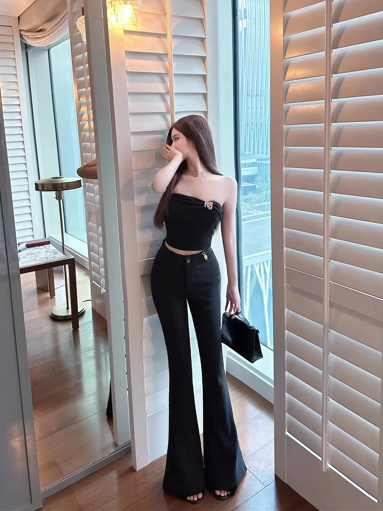 

Брюки-клеш Luna с высокой талией, утепленные, повседневные, женские, премиум-качество, зимняя коллекция, модные