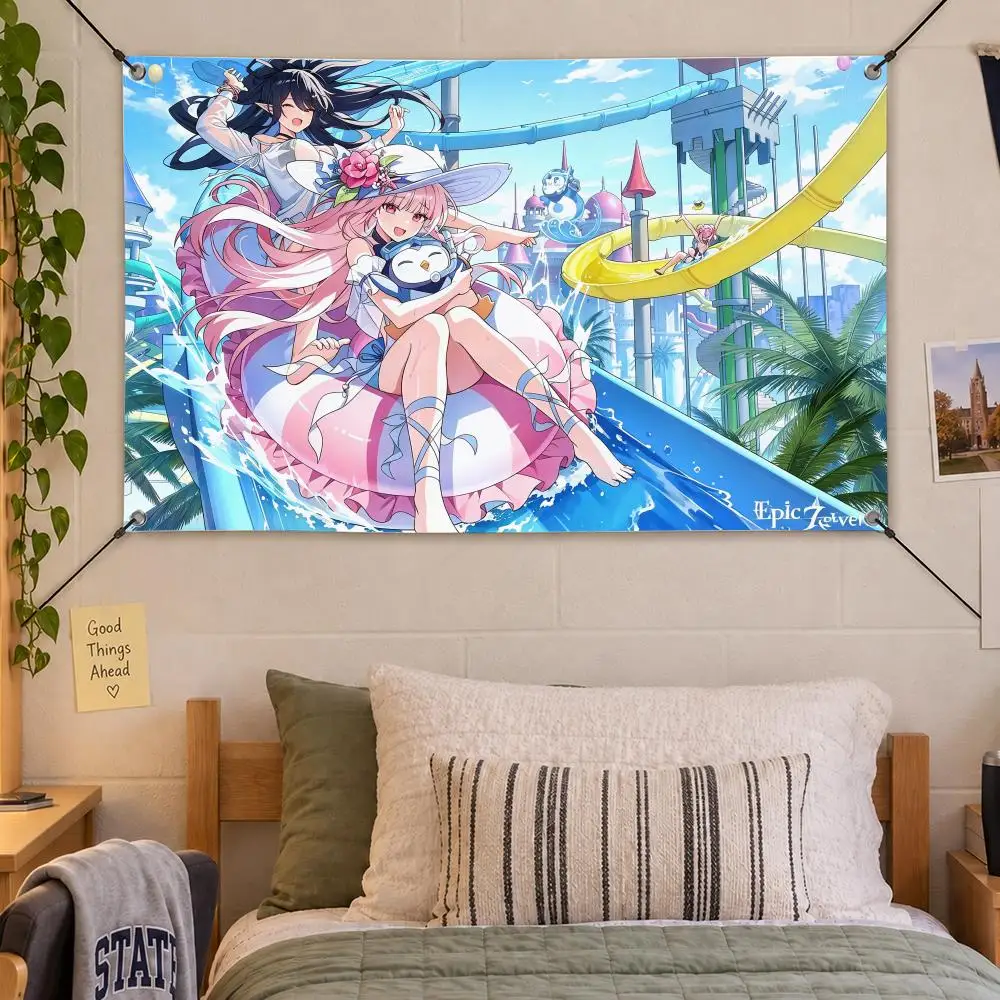 Game RPG Epic Seven Flags Decorative Flag Banner Indoor Bedroom Dorm Gaming Room Wall Party Club Decor Fan Gift