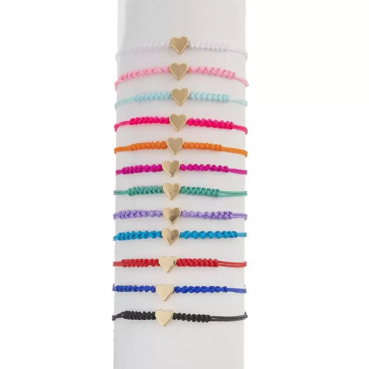 12-piece set of fashionable rice bead beaded gold-plated heart-shaped woven bracelet ladies' bracelet