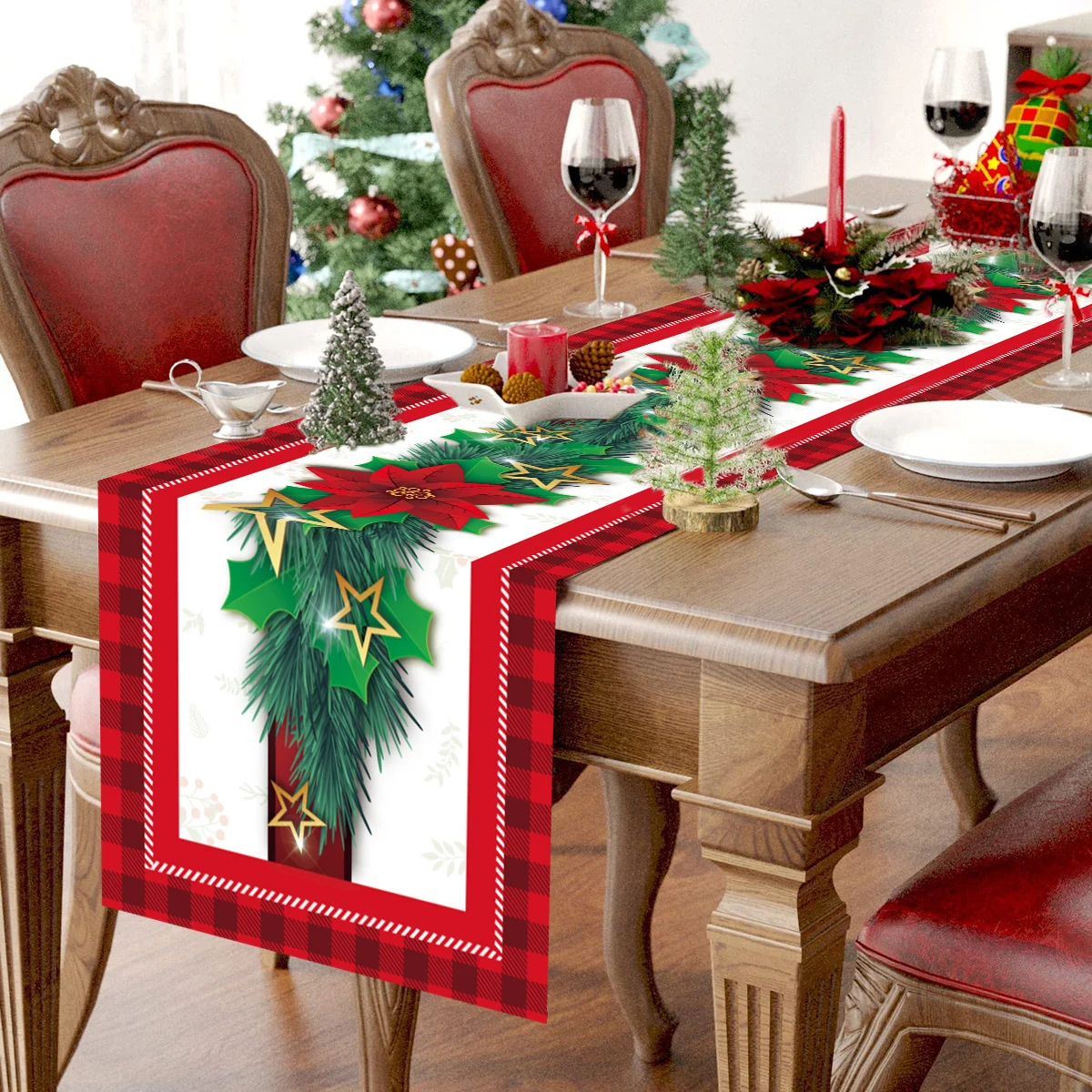 2024 Christmas Table Runner Cloth Christmas Decoration For Home Tablecloth Xmas Natal Noel New Year 2025 Merry Cristmas Ornament