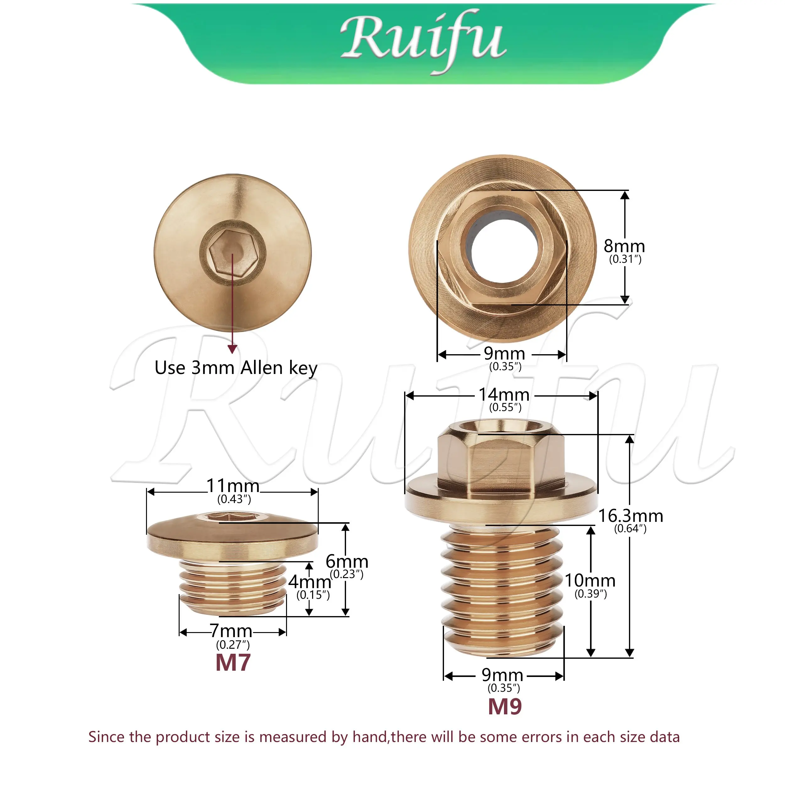 Ruifu Titanium Bolt  20PCS M7/ M9  Bicycle Bleed Bolts Hose Locking Screw Cable Fastening Nut Bike Disc Brake Oil Injection Hole