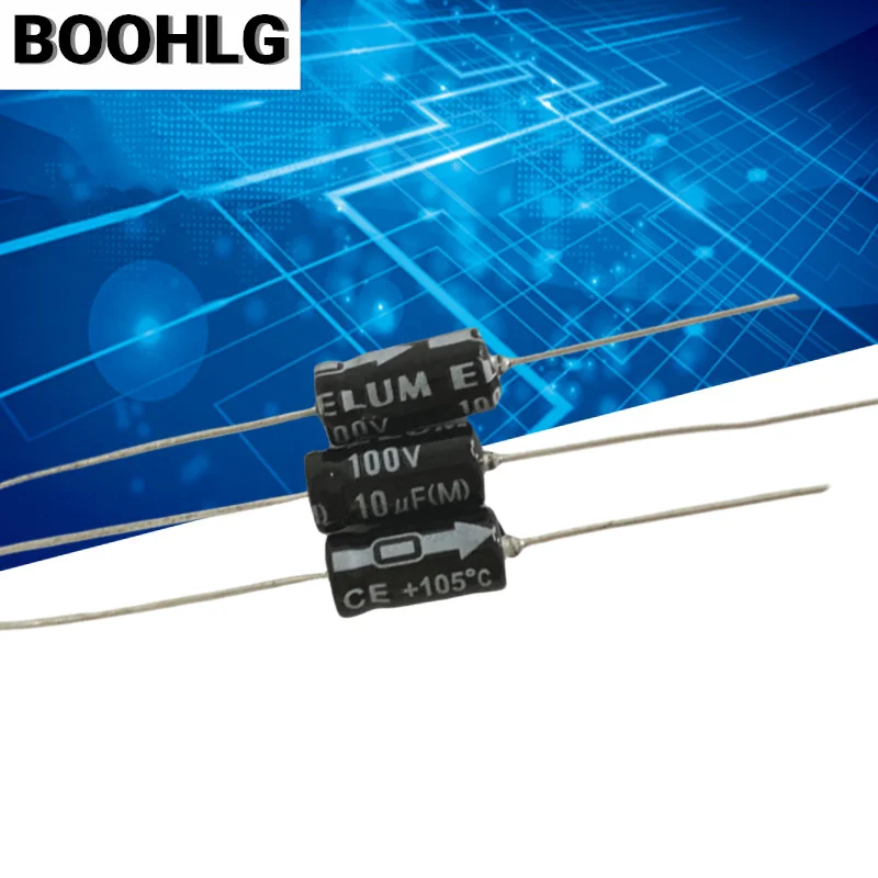 

20PCS 63v 10UF 50v 10uf 100v Axial polarized aluminum electrolytic capacitor 100v 10uf 6X13m