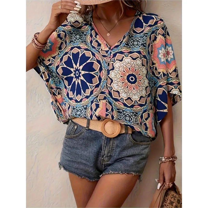Camicia casual da donna taglie forti Camicia top da donna classica casual allentata con stampa di moda elegante e sottile con bottoni cool