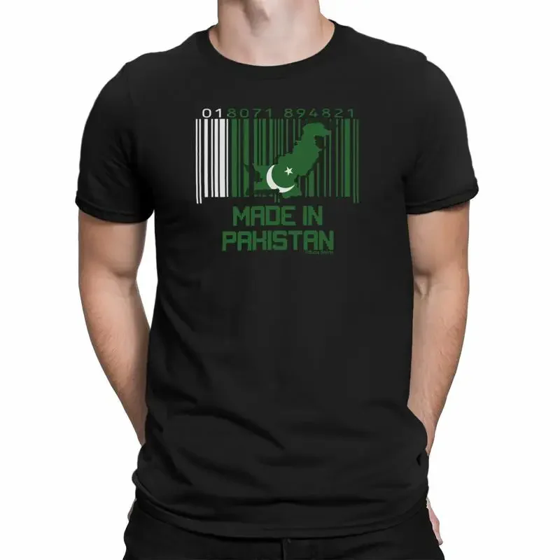 Mens Made In Pakistan T Shirt Cricket Sports Barcode Flag Patriotic