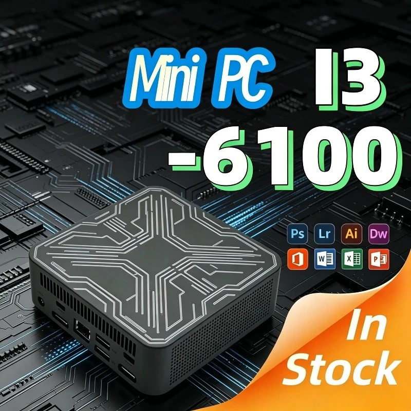 Intel Core i3-6100 Portable Mini PC Gamer Mini Computer 16GB RAM 1TB/2TB SSD 1000M Ethernet Gaming PC Desktop