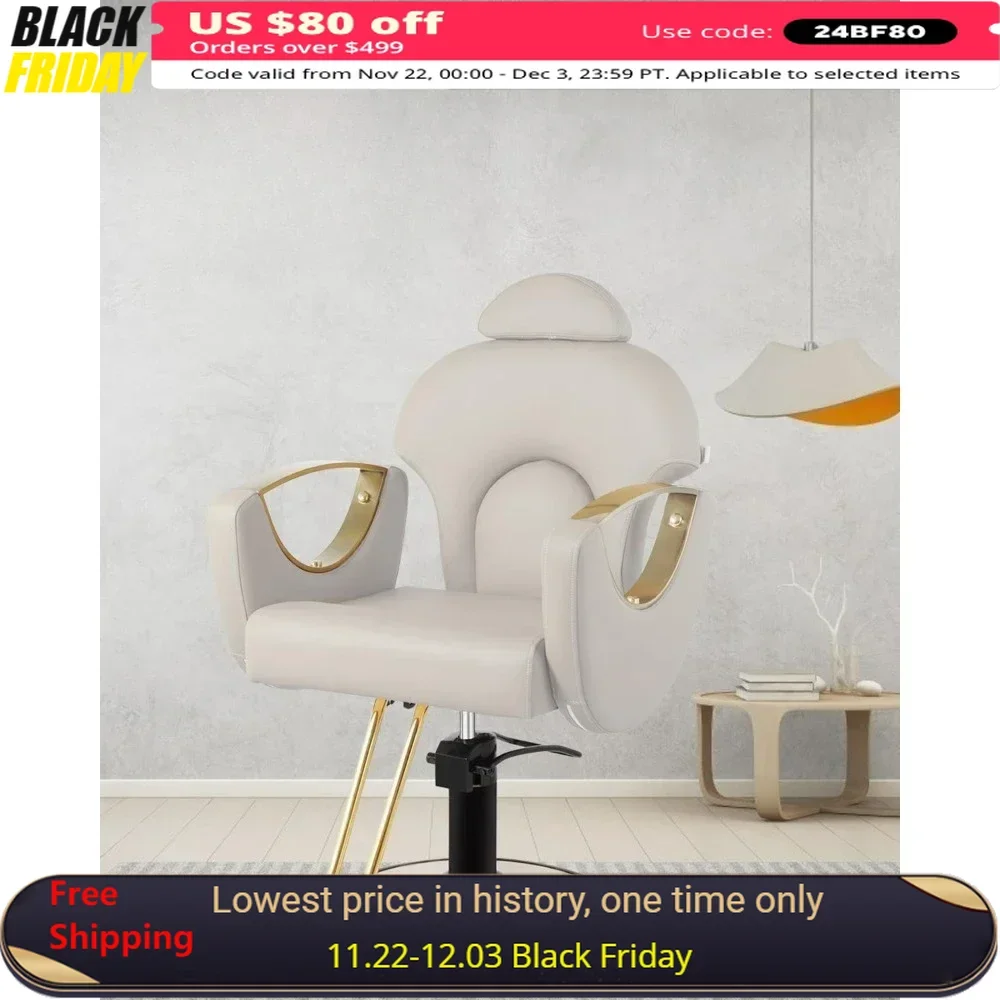 

Salon Chair, Reclining Chairs for Hair Stylist, Hair Chairs with Heavy Duty Hydraulic Pump, 360 Degrees Swivel, Barber Chair