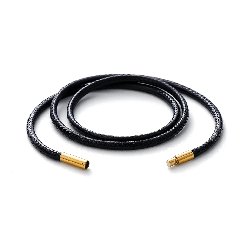 

45/50/60cm Black Brown Braid Wax Cord DIY Pendant Necklace Jewelry Making Handmade Leather Rope Steel Clasp String Chain