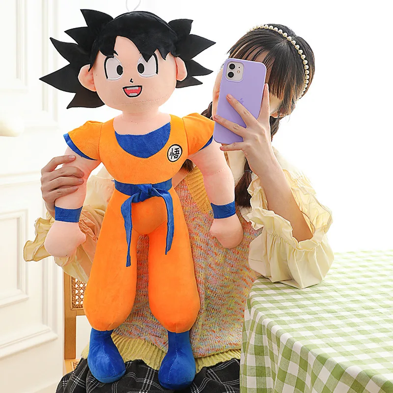 90cm Large Dragon Ball Son Goku Plush Toy Super Saiyan Kakarotto Soft Stuffed Plushies Doll Large Size Pillow Kids Birthday Gift