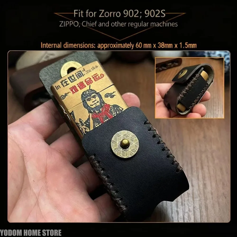 Vintage style leather storage bag Zoro lighter leather cowhide case with steel reinforced clip view 3