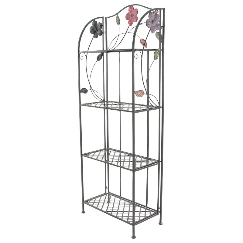 

Idyllic flower decoration 4-layer wrought iron rack, household indoor rack, outdoor flower rack