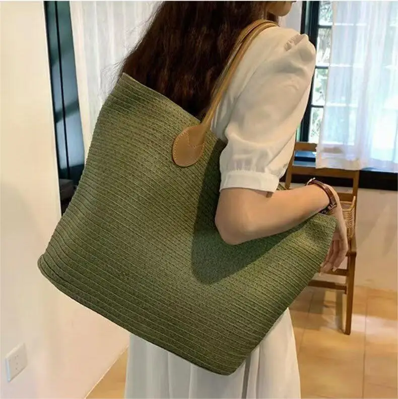 

Соломенная сумка, летние дорожные сумки ручной работы для женщин, пляжное плетение, женские сумки на плечо с завернутой ручкой, модные сумки