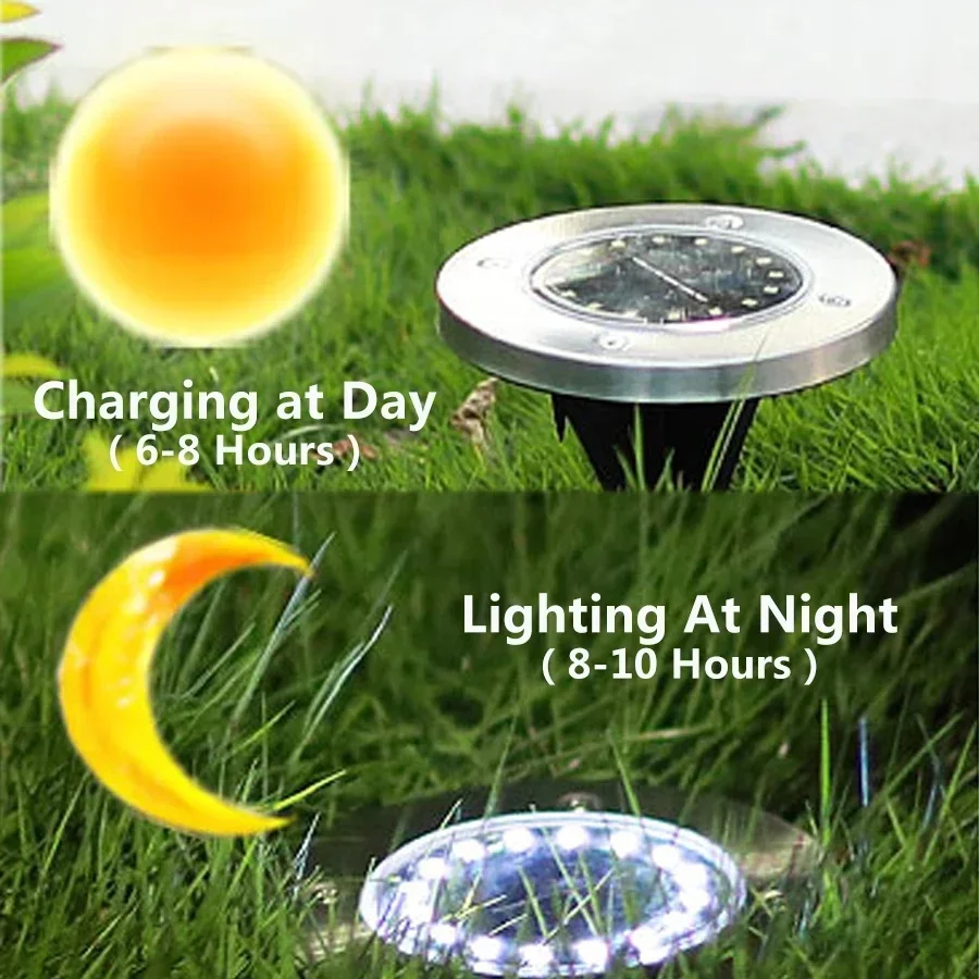 8pcs 8/20LED Solar Thermal Lights Garden Decor Ground Plug-in  Waterproof Street Solar Charging Underground Deck Spotlights