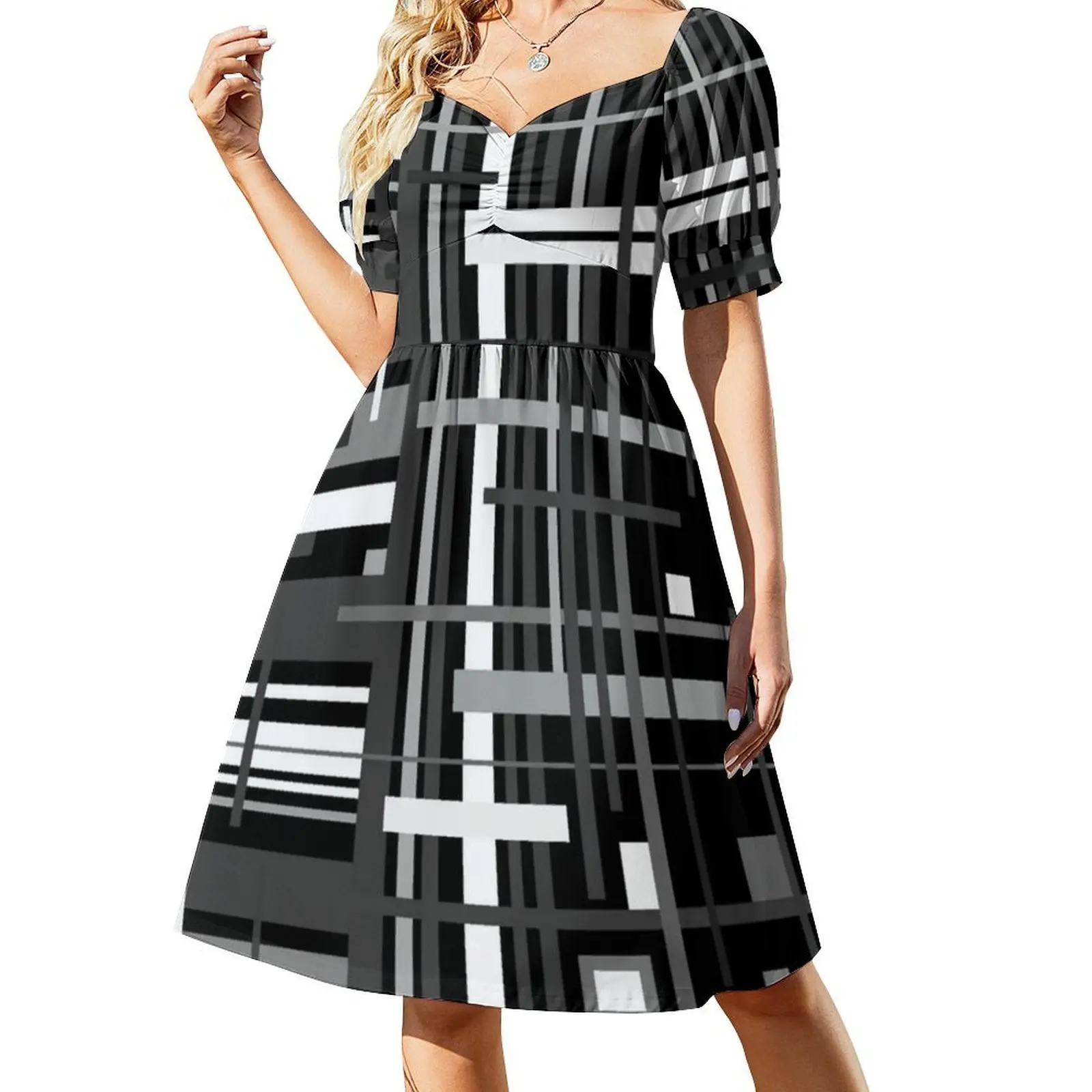 فستان حفلات نسائي بنمط مستوحى 6، ملابس نادي مطبوعة عصرية للنساء، نمط هندسي مستوحى من اللون الرمادي