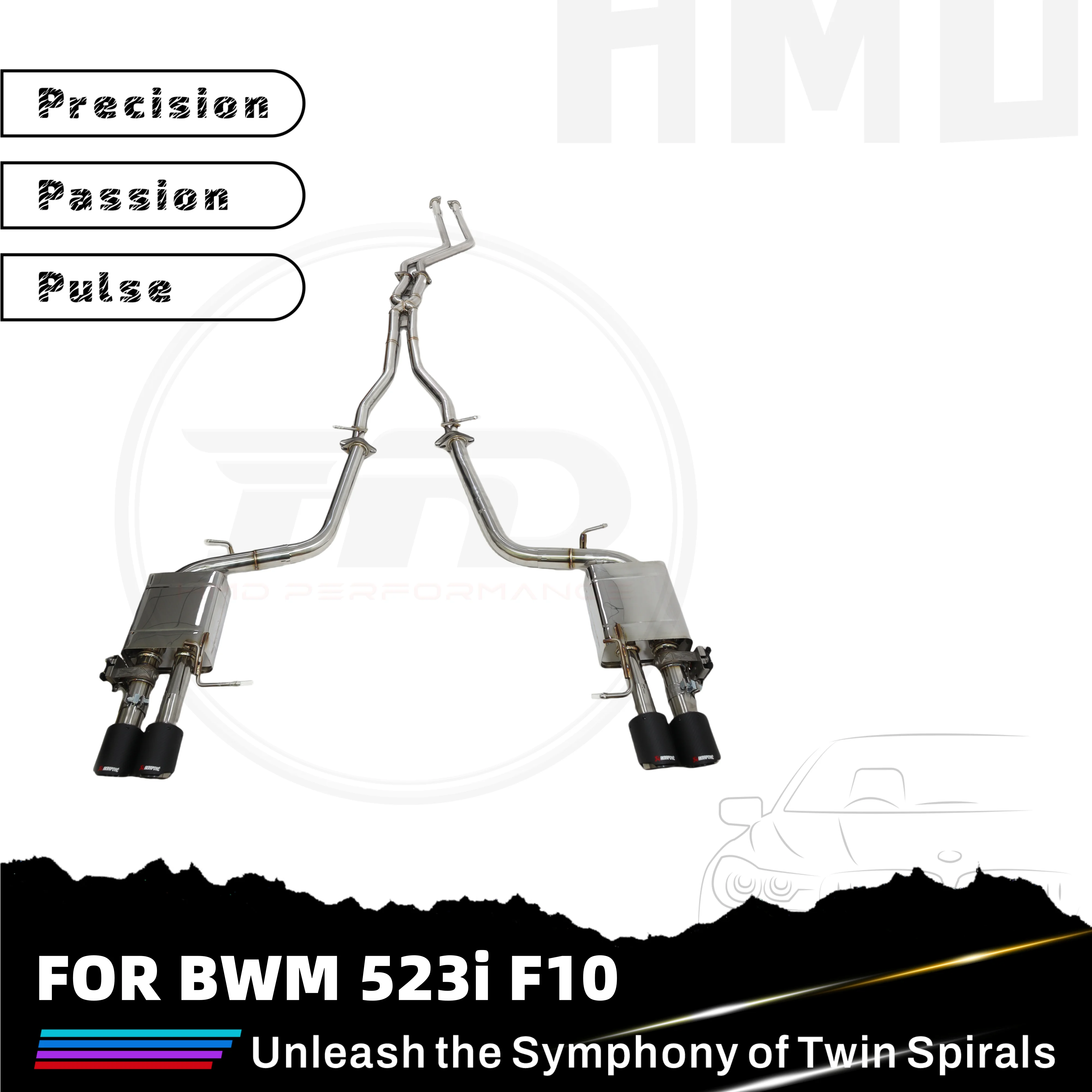 

High Performance HMD Catback For BWM 523i F10 Stainless Steel Exhaust System With Electronic Valve Muffler Tips