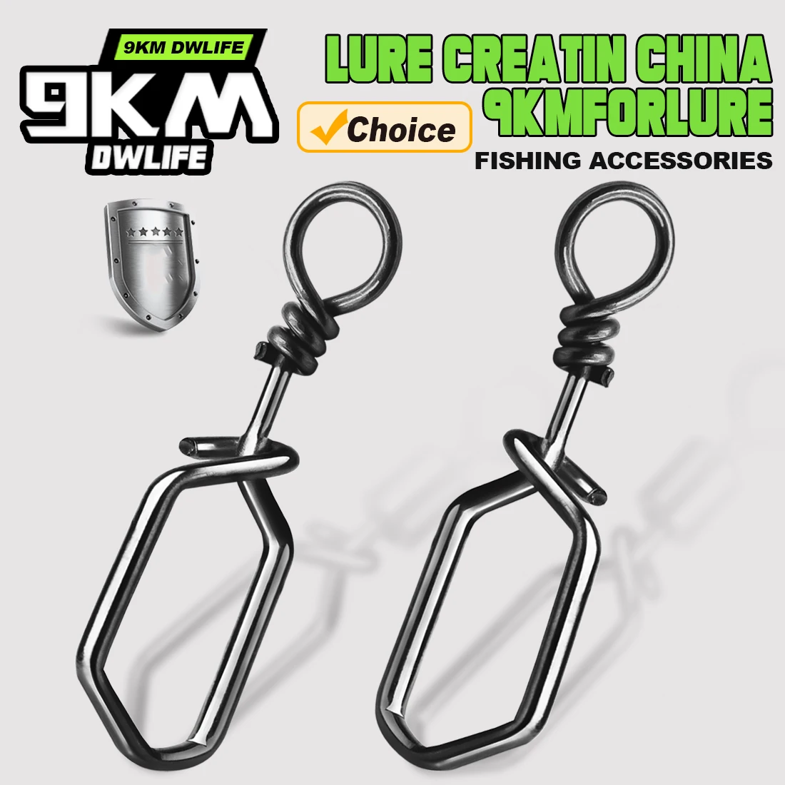 9KM 50 Uds. Broche de pesca de acero inoxidable bloqueo costero Snap pesca Clip cuadrado bloqueo Snap conector de señuelo de pesca