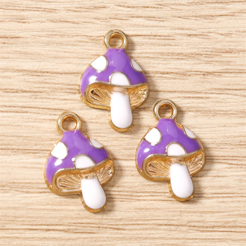 10 Stück 11x16mm Niedliche Emaille-Pilz-Anhänger für die Herstellung von Anhängern, Halsketten, Ohrringen, Armbändern, DIY-Bastelarbeiten und Schmuckzubehör – Detail 5