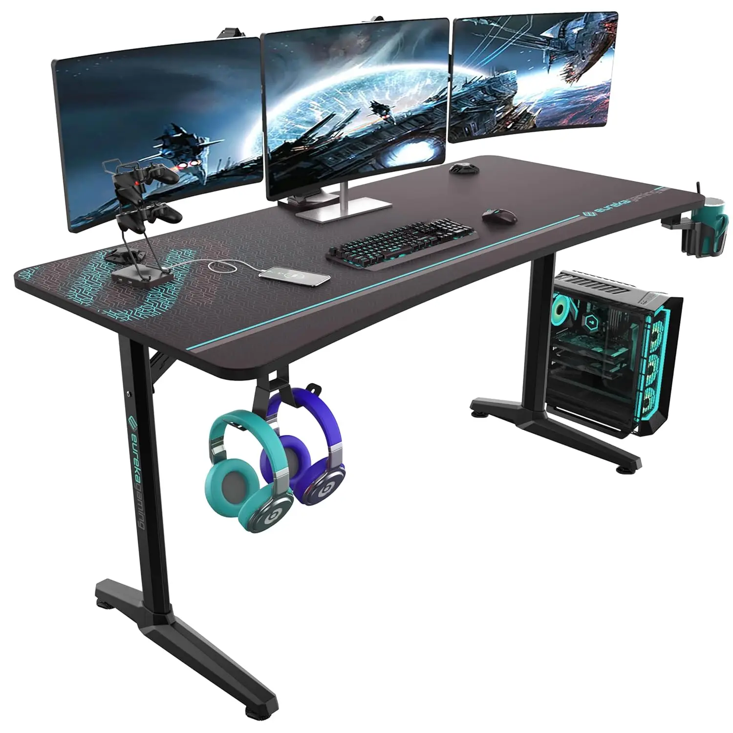 

Игровой компьютерный стол 60 дюймов для дома и офиса, с многоугольными ножками, черный, на заказ