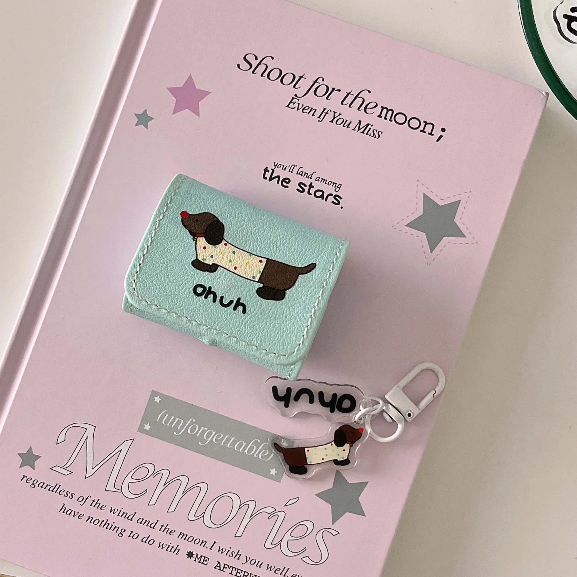 Mint green summer leather shocproof fundas for apple airpods 1 2 pro2nd 3 pro cartoon dachhund pendant charging box headset case image 6