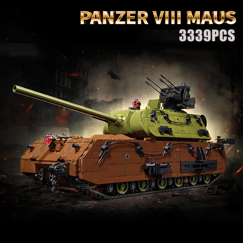 Militaire WW2 3339 Stuks Panzer VIII Maus Super Zware Tank Bouwstenen Technische Duitse Leger Wapens Bricks Onderwijs Speelgoed Gift