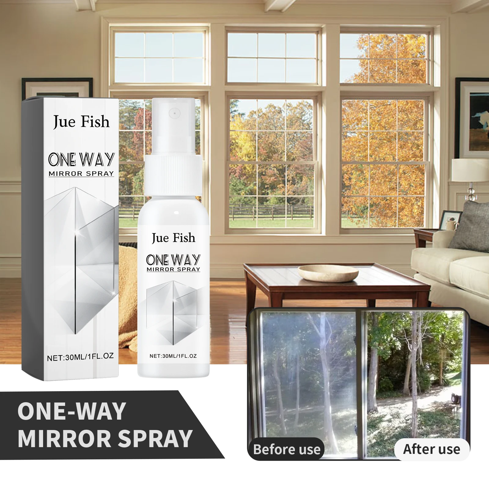 Reflective One-Way Mirror Spray Car Rearview Mirror Bathroom Glass Dust Stains Water Stains Cleaning