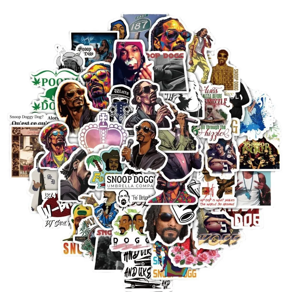 60 peças adesivos americanos da costa oeste hip hop rap snoop doggy dogg para skate, garrafa de água, notebook