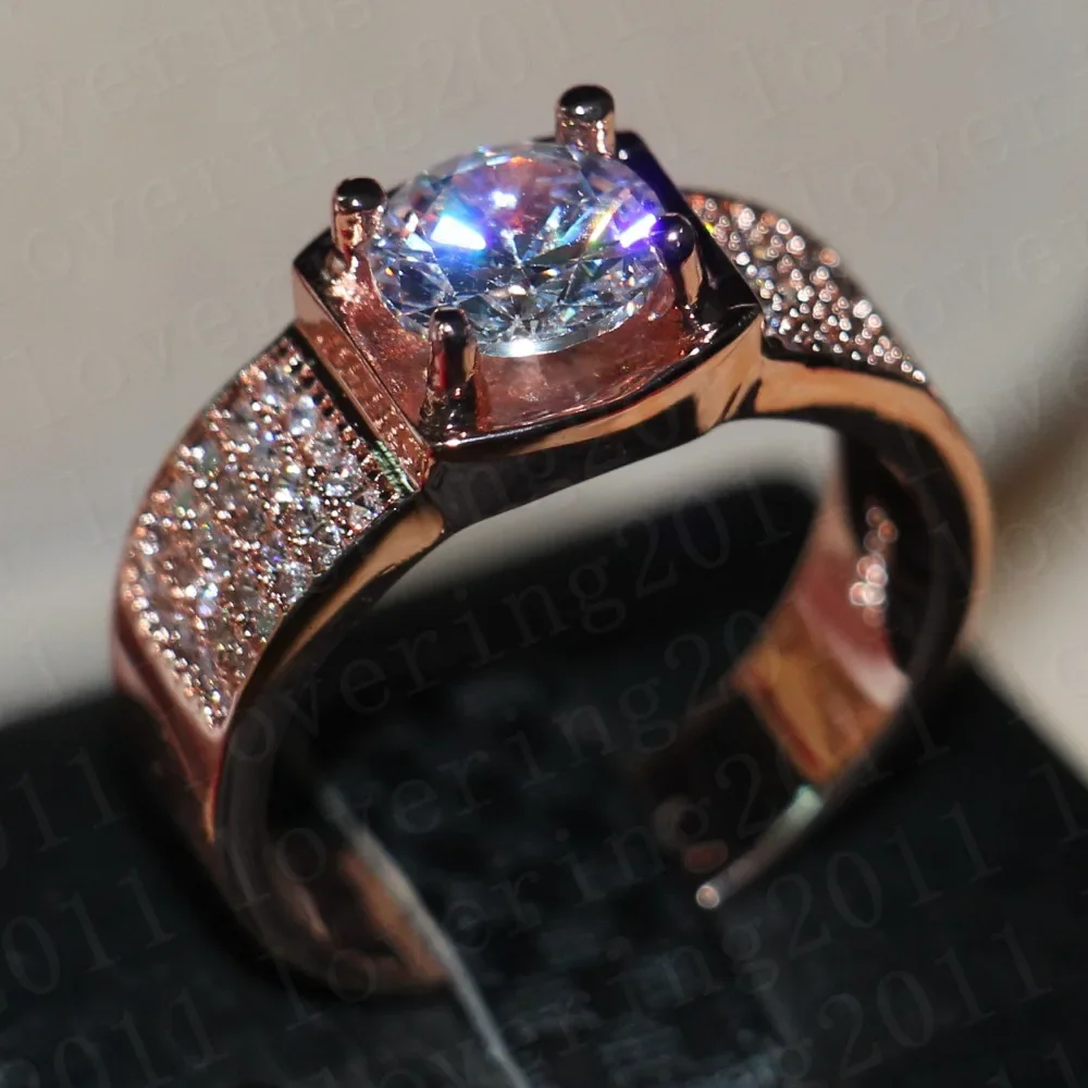 

Мужское кольцо-солитер из розового золота 18 карат, серебро 925 пробы, циркон AAAAA, обручальное/свадебное кольцо для мужчин, ювелирный подарок