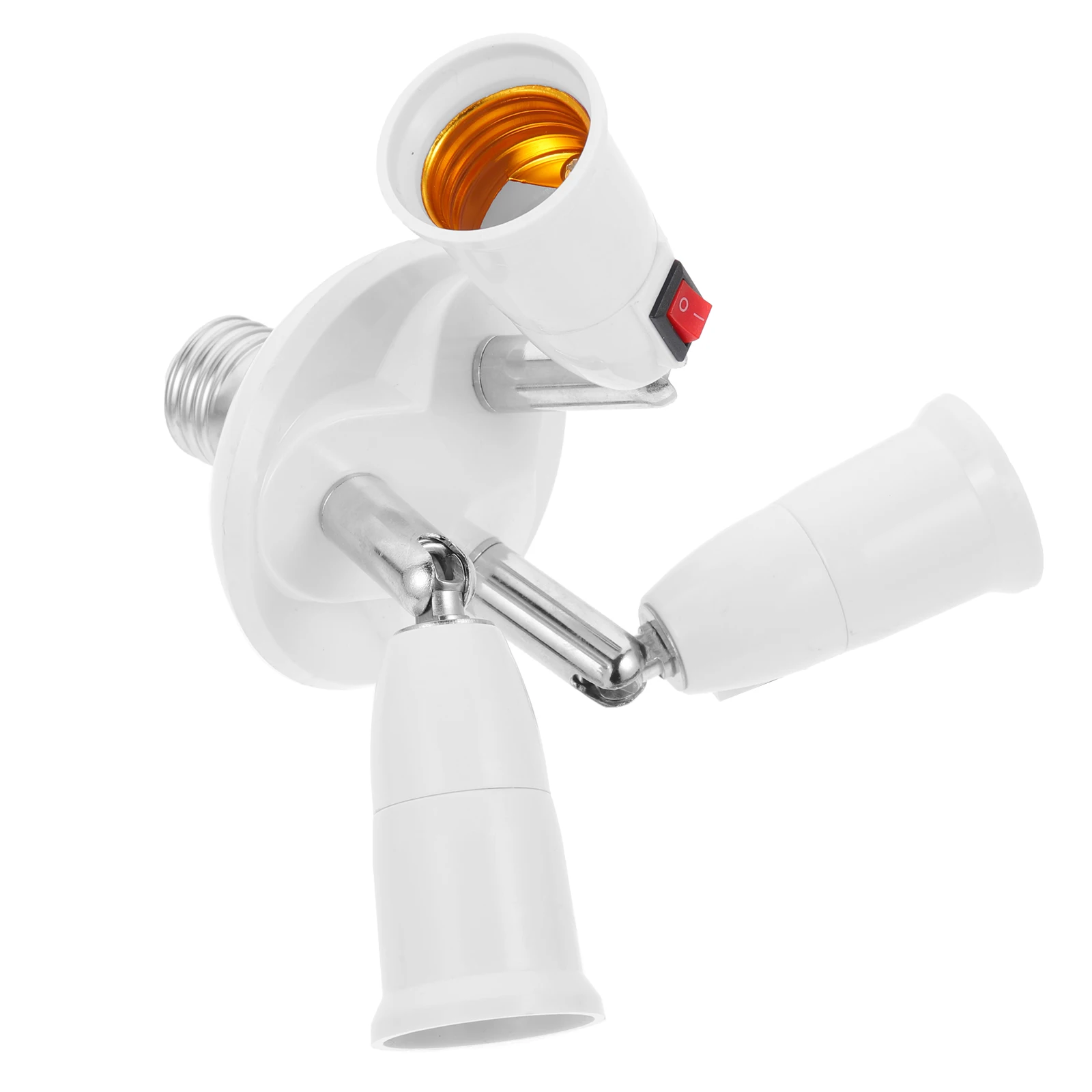 

E27 Light Bulb Socket Splitter 3 Way White Metal High Ceilings Adapter Extender Multi Angle Lighting Heat Resistant BPT Material