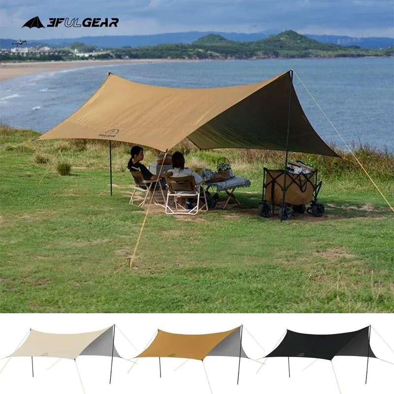

3F UL GEAR 18㎡ Large Hexagonal Canopy 150D Thickened Oxford Cloth Waterproof Sunshade Outdoor Camping Butterfly Awning Shelter