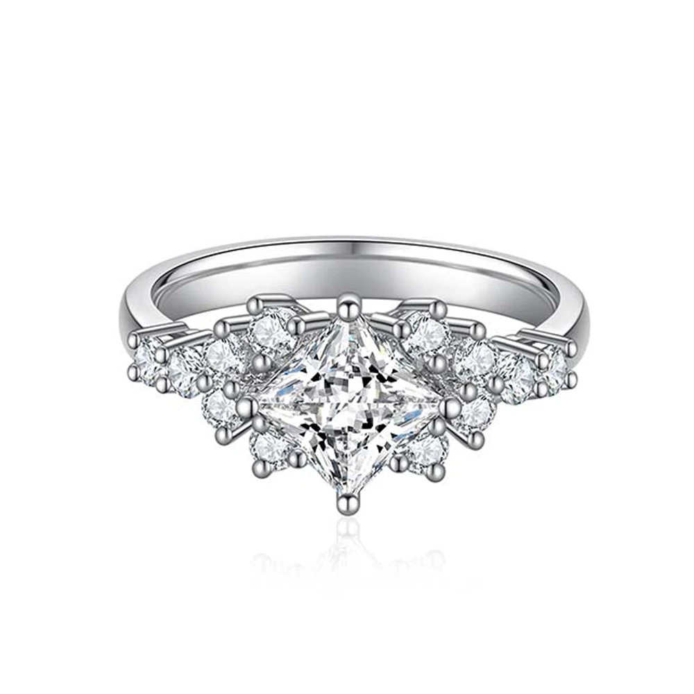 

liaoxingzhuang PT950 lab-grown diamond for women Princess style ring female marry