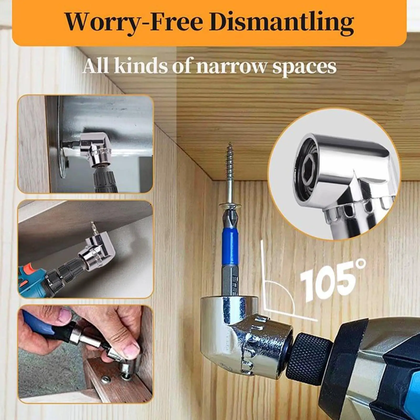 

Угловое сверло 105 градусов, преобразователь розеток 1/4 дюйма, адаптер для углового сверла для склада, гаража, строительной площадки, дома