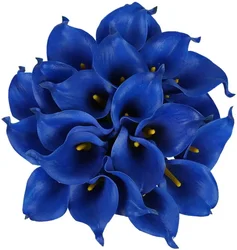 Artificial Calla Lily Fake White Flowers, Wedding Bouquet, Real Touch Flower for Bride, Home, Blue, 20Pcs