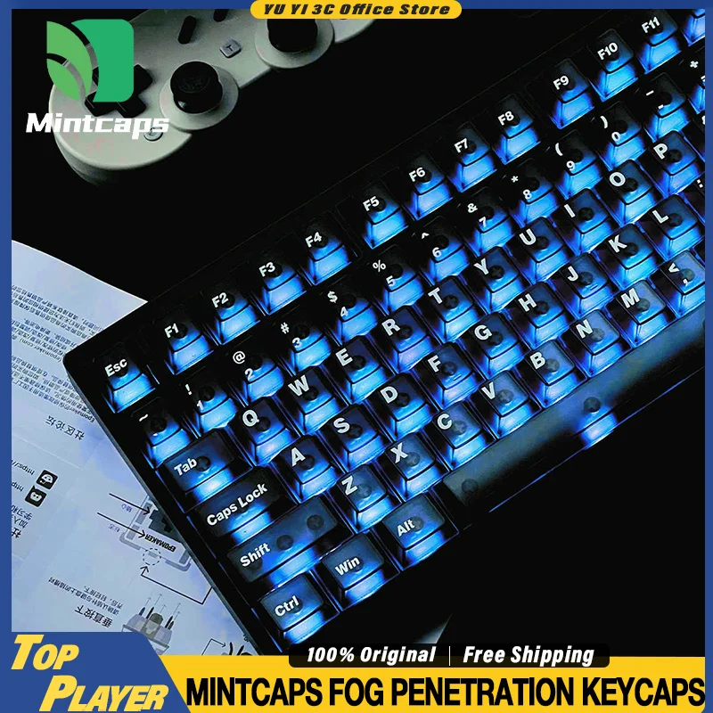 

MINTCAPS Туманные полупрозрачные колпачки для клавиш премиум-класса Туманный полупрозрачный вид 116 шт. Cherry Original Height Pad Printing RGB Lighting