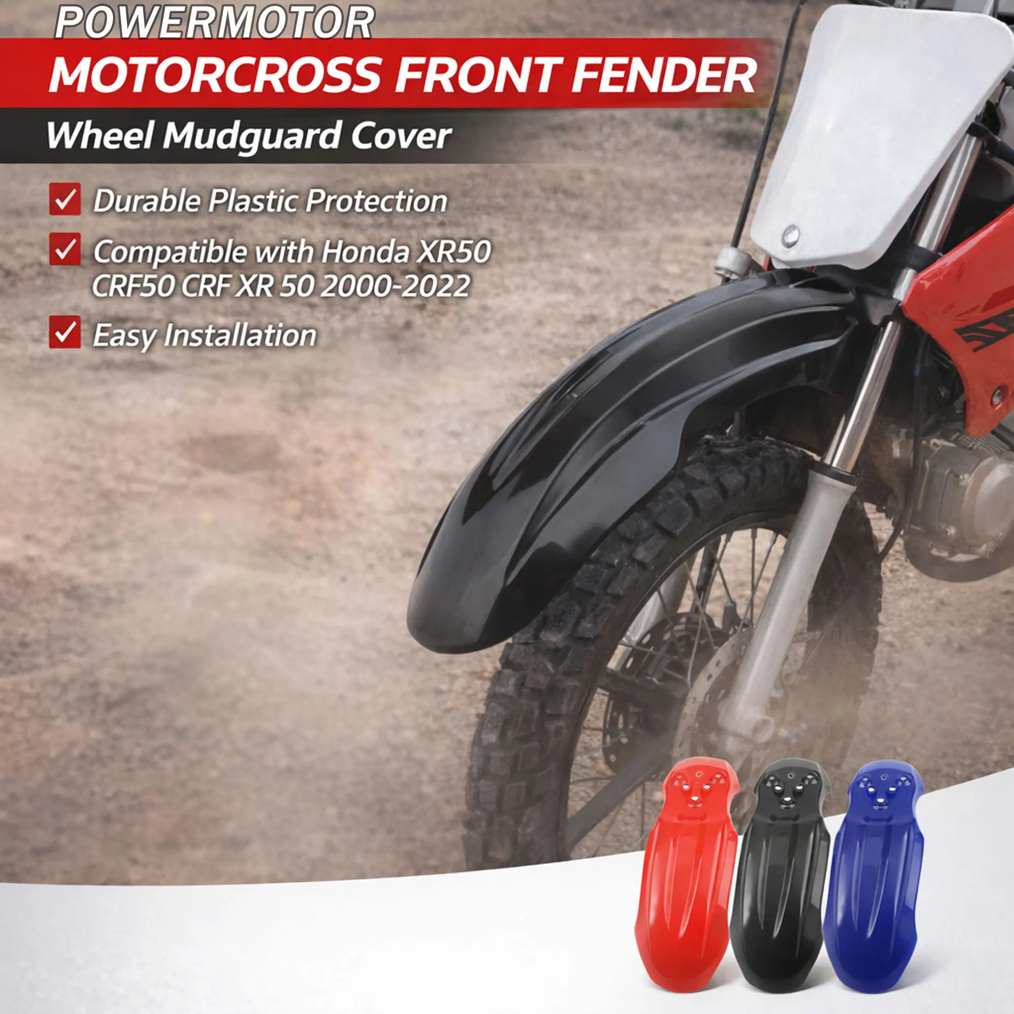 

DirtBike Motorcycle Front Fender For Honda XR50 CRF50 CRF XR 50 50CC 2000-2022 Motocross Wheel Mudguard Protective Cover Parts