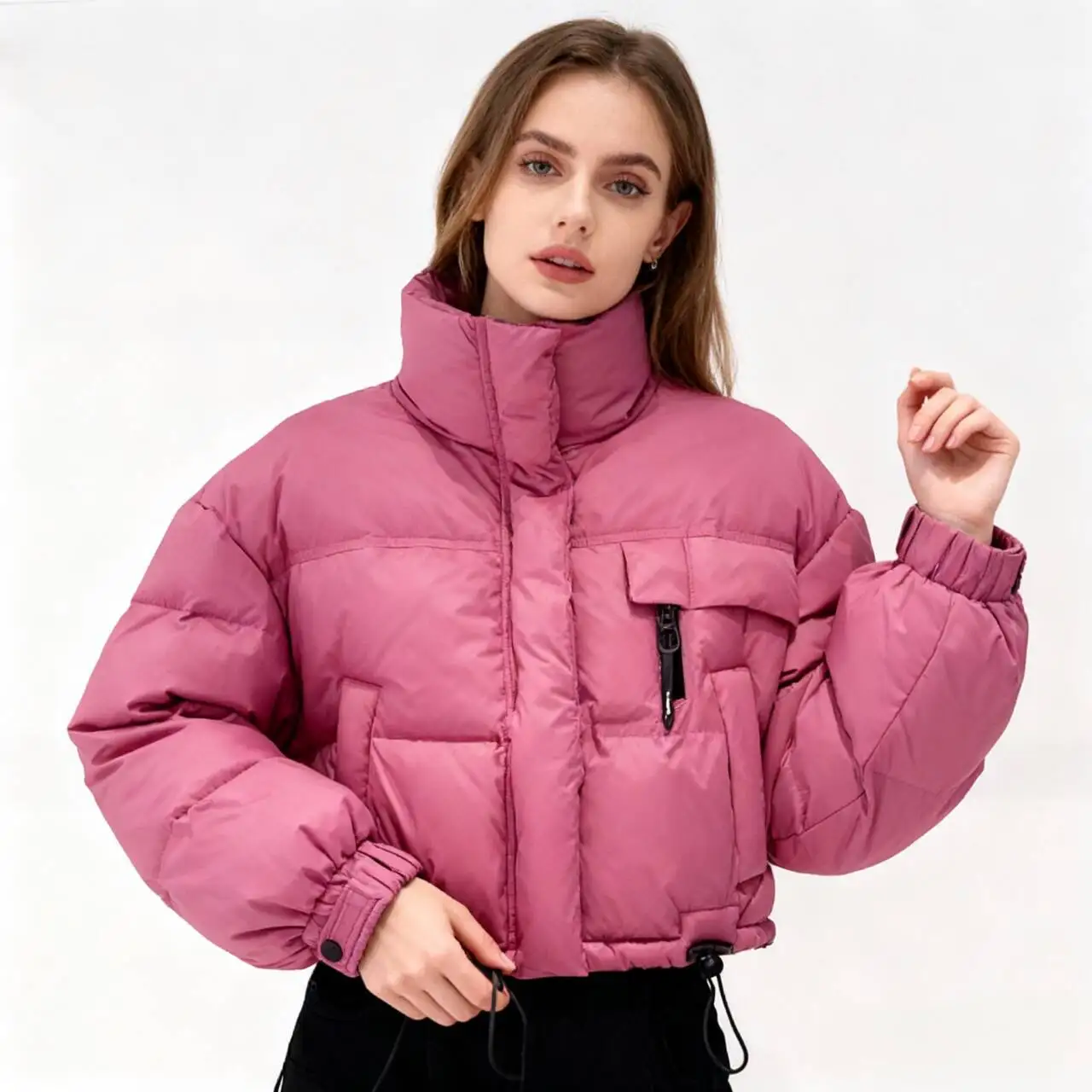 

Parkas Womens Real Rabbit Fur Winter Bio-Cotton Quilted Buttoned Ruffled Elegant Urban Unique Preppy Modern Refined Fashionable