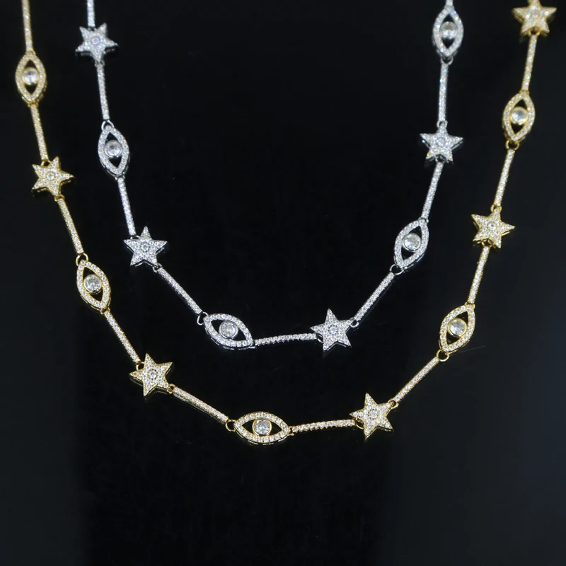 Bling Evil Eye and Star CZ Choker Necklaces for Women Paved Zircon Gold Silver Color Charm Necklace Fashion Jewelry for Party