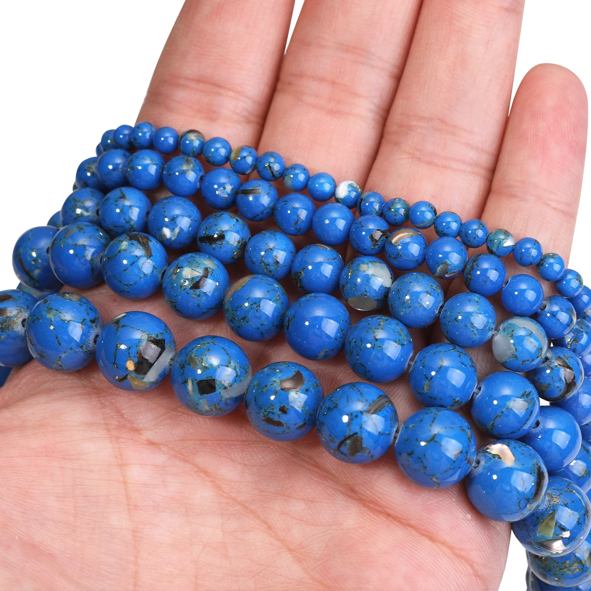 

Dark Blue Shell Turquoises Stone Loose Round Beads Natural Second Generation For Jewelry Making Diy Bracelet Necklace